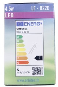 B22-energy Saving Light - Filament Led lampe B22 230v 4w, A60 400lm, Blanc Chaud - 180831