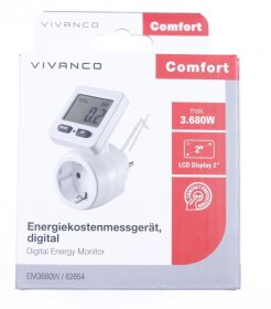 Vivanco Watt Meter - Em3680w Em3680w Energy Cost Meter 3680w With Consumption Calculator, Digital