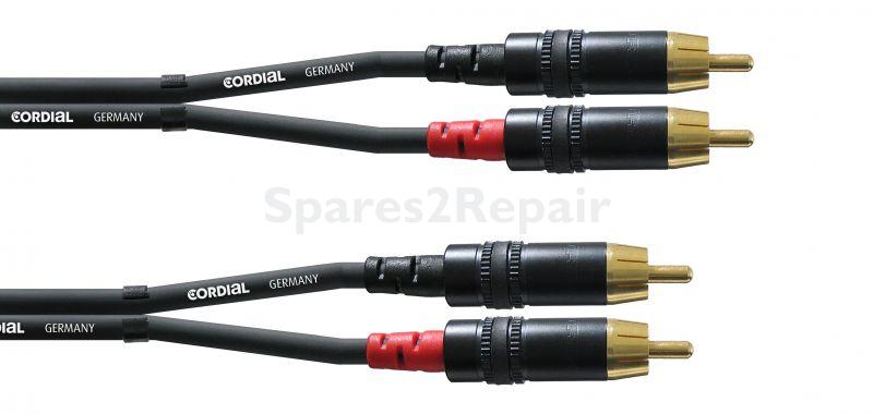 Cordial Neutrik Stereo Cable Phono Plug - Stereo-audiolead, 2x Phono Plug - 2x Phono Plug, 3m