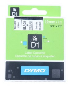 Dymo Colour Cartridge - S0720820 Label Tape Black On Transparent 19mm-7m Dymo D1 Tape