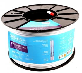 Sedea Cable/plugs/adapter - 065002 Twin Coaxial Cable Ring 100m White 5mm Outer Diameter