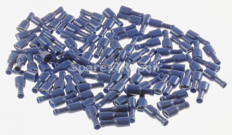 Flat Pin Bushing - 6,4x0,8mm Flat Plug Sleeves, Insulated, 6,4x0,8 Blue X100 1,5-2,5