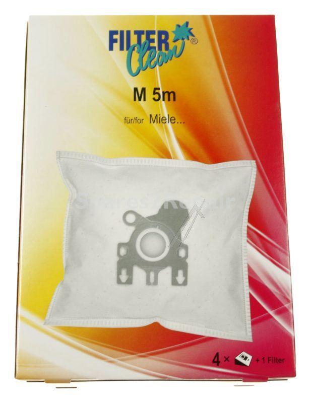 Filterclean Vacuum Cleaner Bags - M5-6-8m Fl0014-k Synthetic Dust Bags X 4 + 1 Filter Miele Fjm