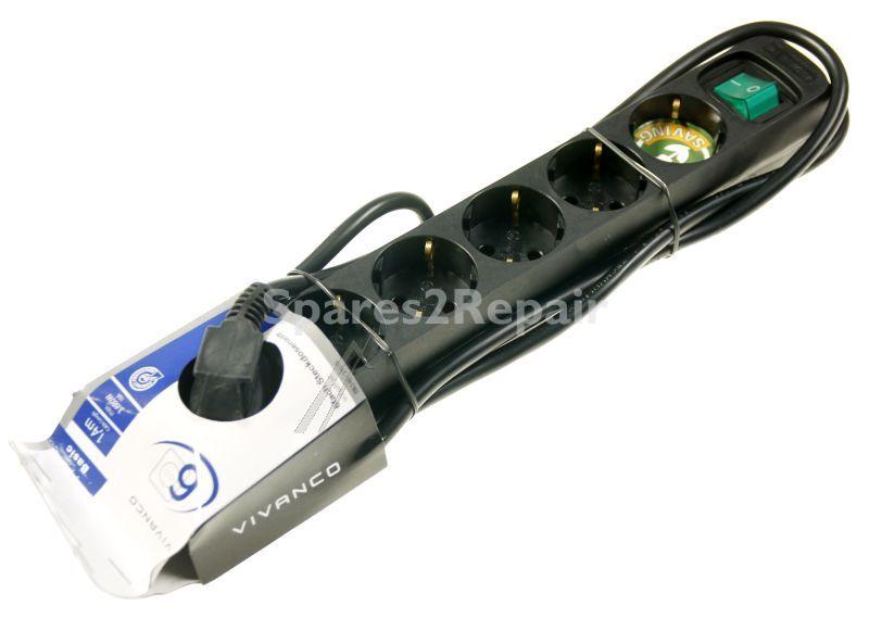 Vivanco 6 Way Socket Outlet Switch - Ebls 6s 6fach Steckdosenl.schaltbar Kisi,schwarz,1,4m,1,5mm