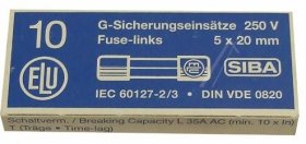 Siba Glass T Fuse 5x20mm Time Lag - 20a-t Fuse 5x20 Con:10 piece