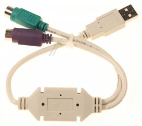 Usb-adaptor - Usb1.1 A-type Plug- 2x Ps2-socket (ziplock) 0,15m