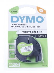 Dymo Colour Cartridge - S0721510 Label Tape Black On White 12mm-4m Paper Tape Dymo Letra-tag