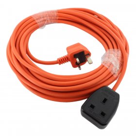 Universal Orange Extension Lead & Plug Assembly with Trailing Socket (3-Core x 1.5mm, 10m)