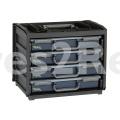Raaco Draw Storage Cabinets - Handybox 55x4 Pro Engineers Service Case Holders - With 2xpsc 4-15 And 2xpsc 4-17.